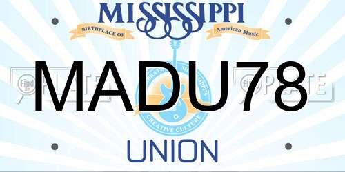 MADU78 Mississippi License Plate