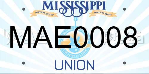MAE0008 Mississippi License Plate