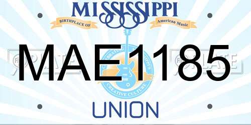 MAE1185 Mississippi License Plate