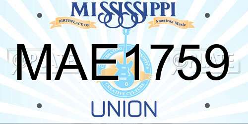 MAE1759 Mississippi License Plate