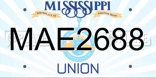 MAE2688 Mississippi License Plate