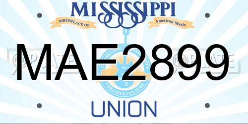 MAE2899 Mississippi License Plate