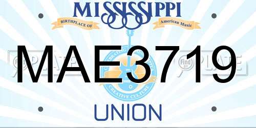 MAE3719 Mississippi License Plate