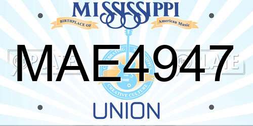 MAE4947 Mississippi License Plate