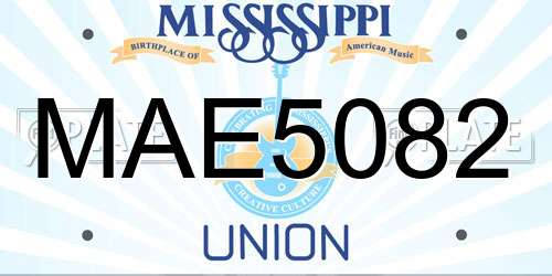 MAE5082 Mississippi License Plate