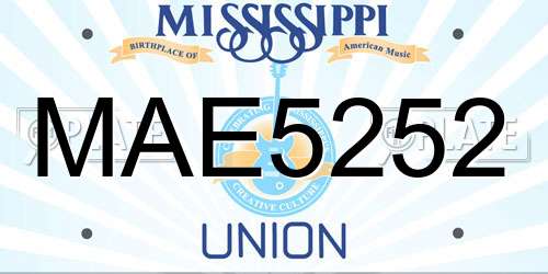 MAE5252 Mississippi License Plate