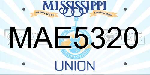 MAE5320 Mississippi License Plate