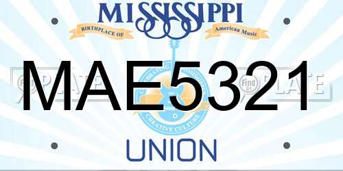 MAE5321 Mississippi License Plate