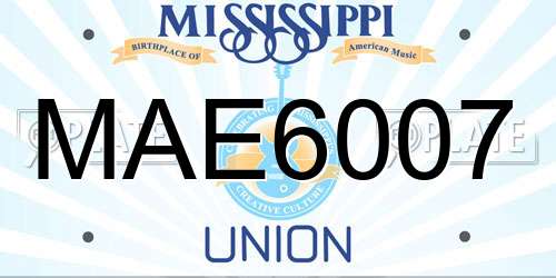 MAE6007 Mississippi License Plate