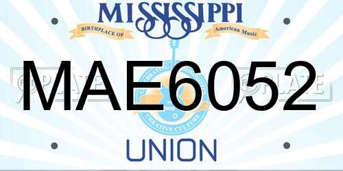 MAE6052 Mississippi License Plate