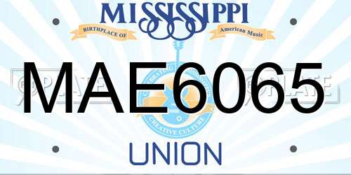 MAE6065 Mississippi License Plate