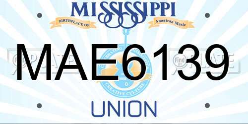 MAE6139 Mississippi License Plate