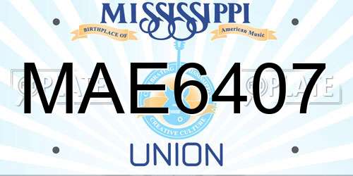 MAE6407 Mississippi License Plate
