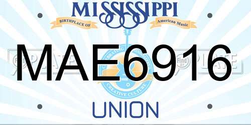 MAE6916 Mississippi License Plate