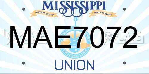 MAE7072 Mississippi License Plate