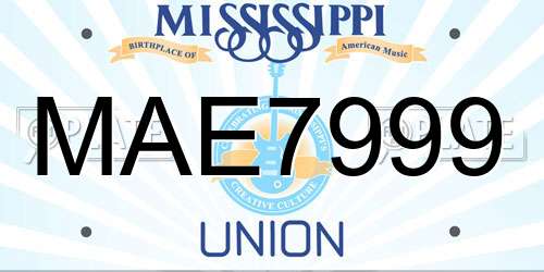 MAE7999 Mississippi License Plate