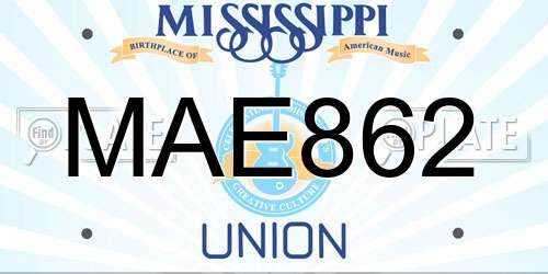 MAE862 Mississippi License Plate