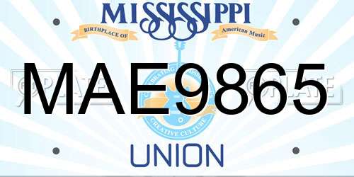 MAE9865 Mississippi License Plate