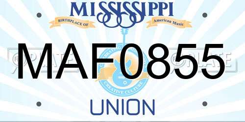 MAF0855 Mississippi License Plate