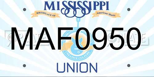MAF0950 Mississippi License Plate