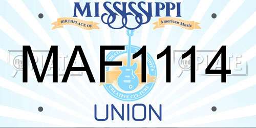 MAF1114 Mississippi License Plate