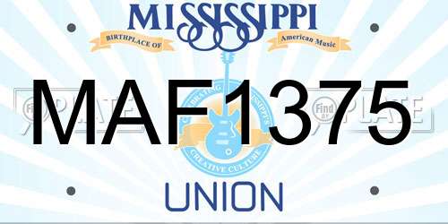MAF1375 Mississippi License Plate