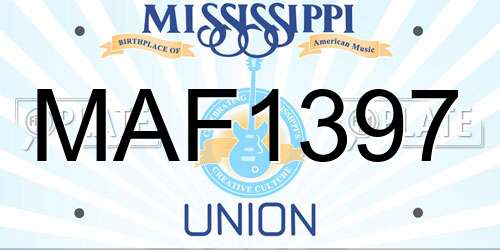 MAF1397 Mississippi License Plate