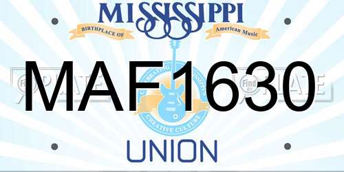 MAF1630 Mississippi License Plate