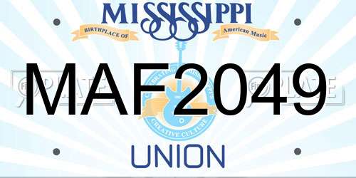 MAF2049 Mississippi License Plate