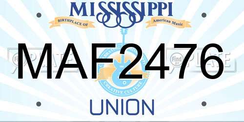 MAF2476 Mississippi License Plate