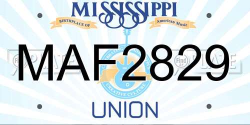 MAF2829 Mississippi License Plate