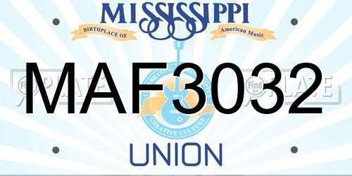 MAF3032 Mississippi License Plate