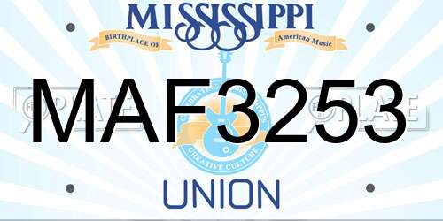 MAF3253 Mississippi License Plate