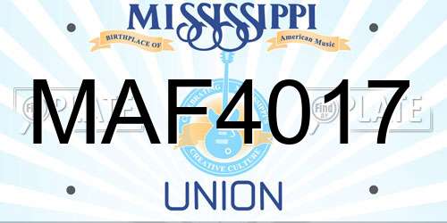 MAF4017 Mississippi License Plate