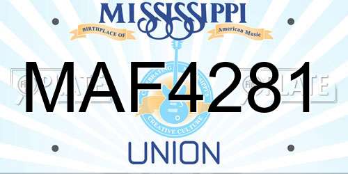 MAF4281 Mississippi License Plate