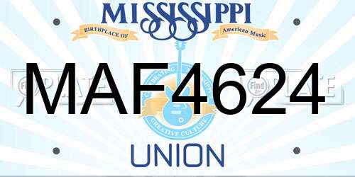 MAF4624 Mississippi License Plate
