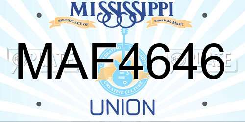 MAF4646 Mississippi License Plate