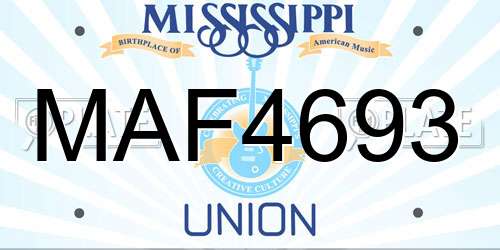 MAF4693 Mississippi License Plate