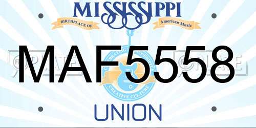 MAF5558 Mississippi License Plate