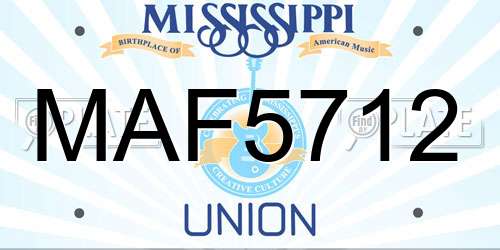 MAF5712 Mississippi License Plate
