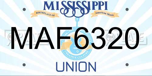 MAF6320 Mississippi License Plate