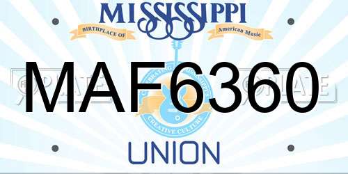 MAF6360 Mississippi License Plate