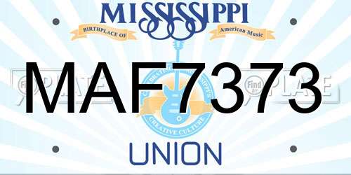MAF7373 Mississippi License Plate