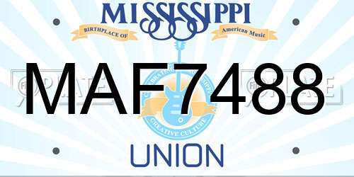 MAF7488 Mississippi License Plate