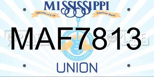 MAF7813 Mississippi License Plate