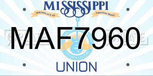 MAF7960 Mississippi License Plate