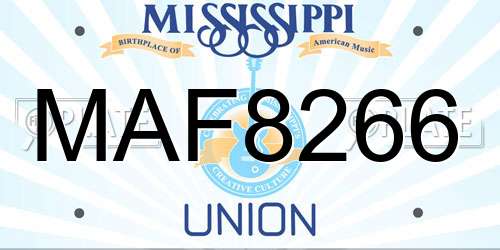 MAF8266 Mississippi License Plate