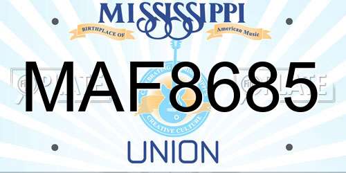 MAF8685 Mississippi License Plate