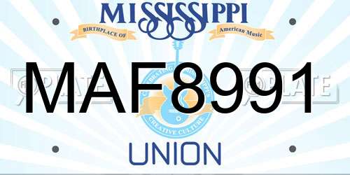 MAF8991 Mississippi License Plate