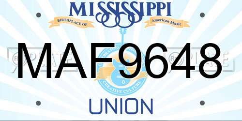MAF9648 Mississippi License Plate